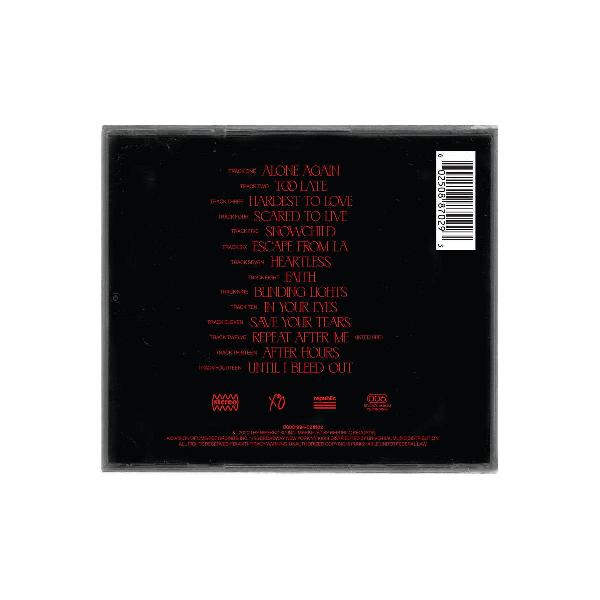 AFTER HOURS ALTERNATE COVER CD